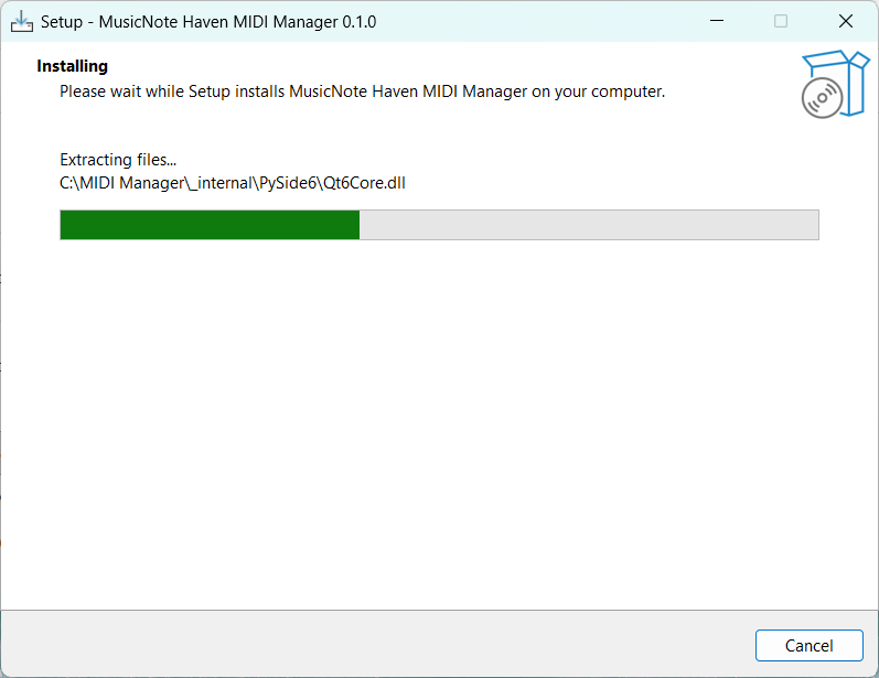 Installer progress screen